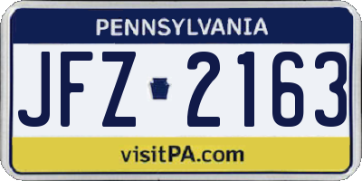 PA license plate JFZ2163