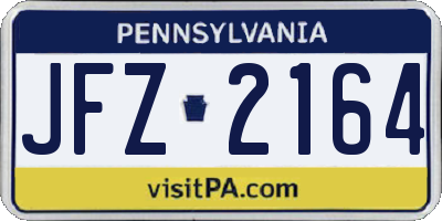 PA license plate JFZ2164