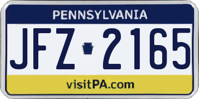 PA license plate JFZ2165