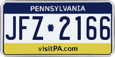 PA license plate JFZ2166