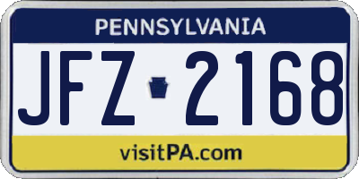 PA license plate JFZ2168