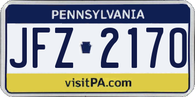 PA license plate JFZ2170