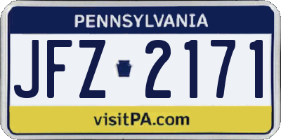 PA license plate JFZ2171