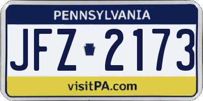 PA license plate JFZ2173