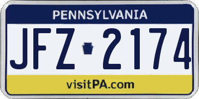 PA license plate JFZ2174