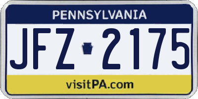 PA license plate JFZ2175