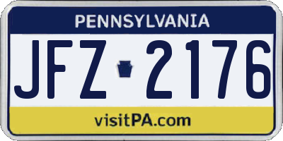 PA license plate JFZ2176
