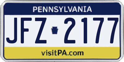 PA license plate JFZ2177