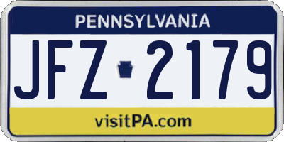 PA license plate JFZ2179
