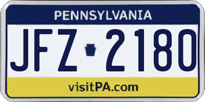 PA license plate JFZ2180
