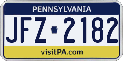 PA license plate JFZ2182