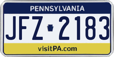 PA license plate JFZ2183