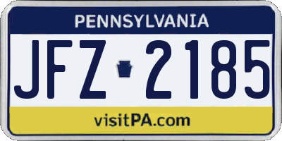 PA license plate JFZ2185
