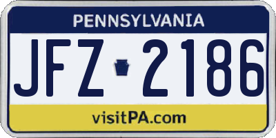 PA license plate JFZ2186