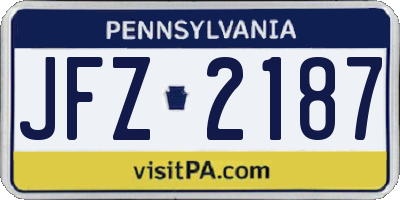 PA license plate JFZ2187