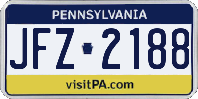PA license plate JFZ2188
