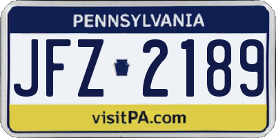 PA license plate JFZ2189