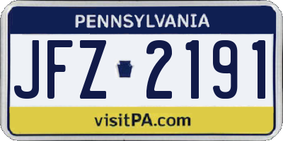 PA license plate JFZ2191