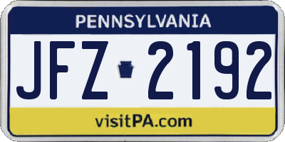 PA license plate JFZ2192