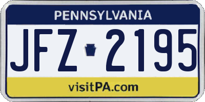 PA license plate JFZ2195