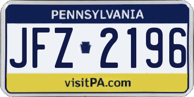 PA license plate JFZ2196