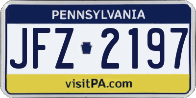 PA license plate JFZ2197
