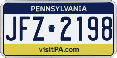 PA license plate JFZ2198