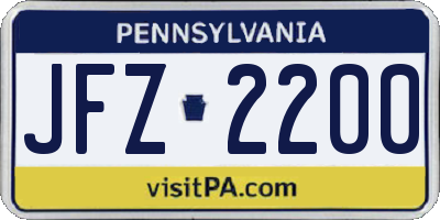 PA license plate JFZ2200