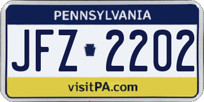 PA license plate JFZ2202