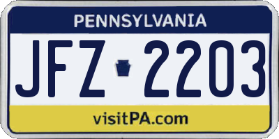 PA license plate JFZ2203