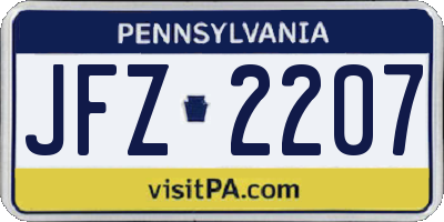 PA license plate JFZ2207