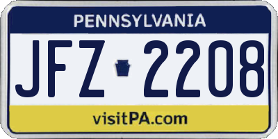 PA license plate JFZ2208