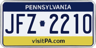 PA license plate JFZ2210