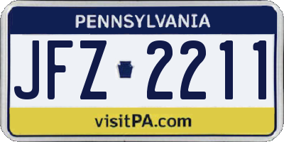 PA license plate JFZ2211