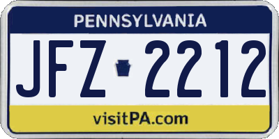 PA license plate JFZ2212