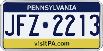 PA license plate JFZ2213
