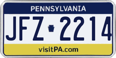 PA license plate JFZ2214