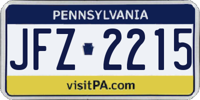 PA license plate JFZ2215