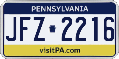 PA license plate JFZ2216