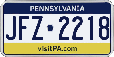 PA license plate JFZ2218