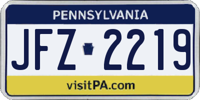 PA license plate JFZ2219