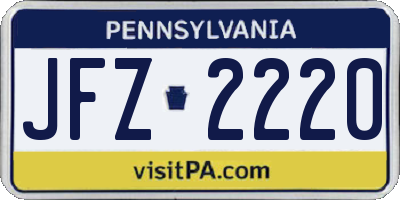 PA license plate JFZ2220
