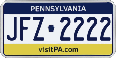 PA license plate JFZ2222