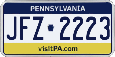 PA license plate JFZ2223