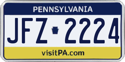 PA license plate JFZ2224