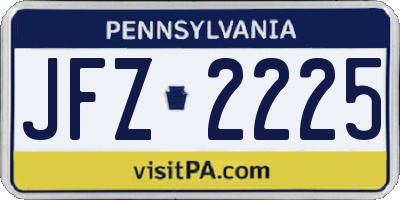 PA license plate JFZ2225