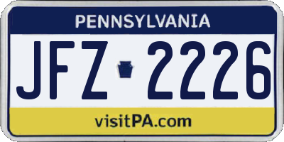 PA license plate JFZ2226