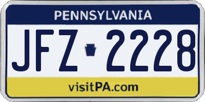 PA license plate JFZ2228