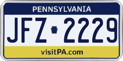 PA license plate JFZ2229