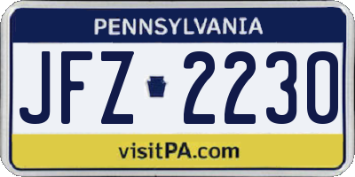 PA license plate JFZ2230